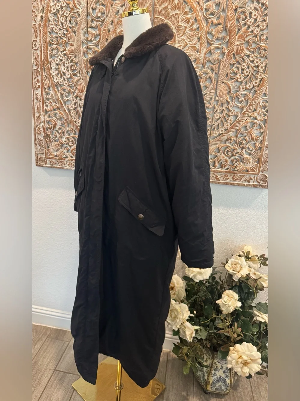 Eddie Bauer Women’s Black Goose Down Full Length Winter Parka, Long Coat- size L - Picture 6 of 14